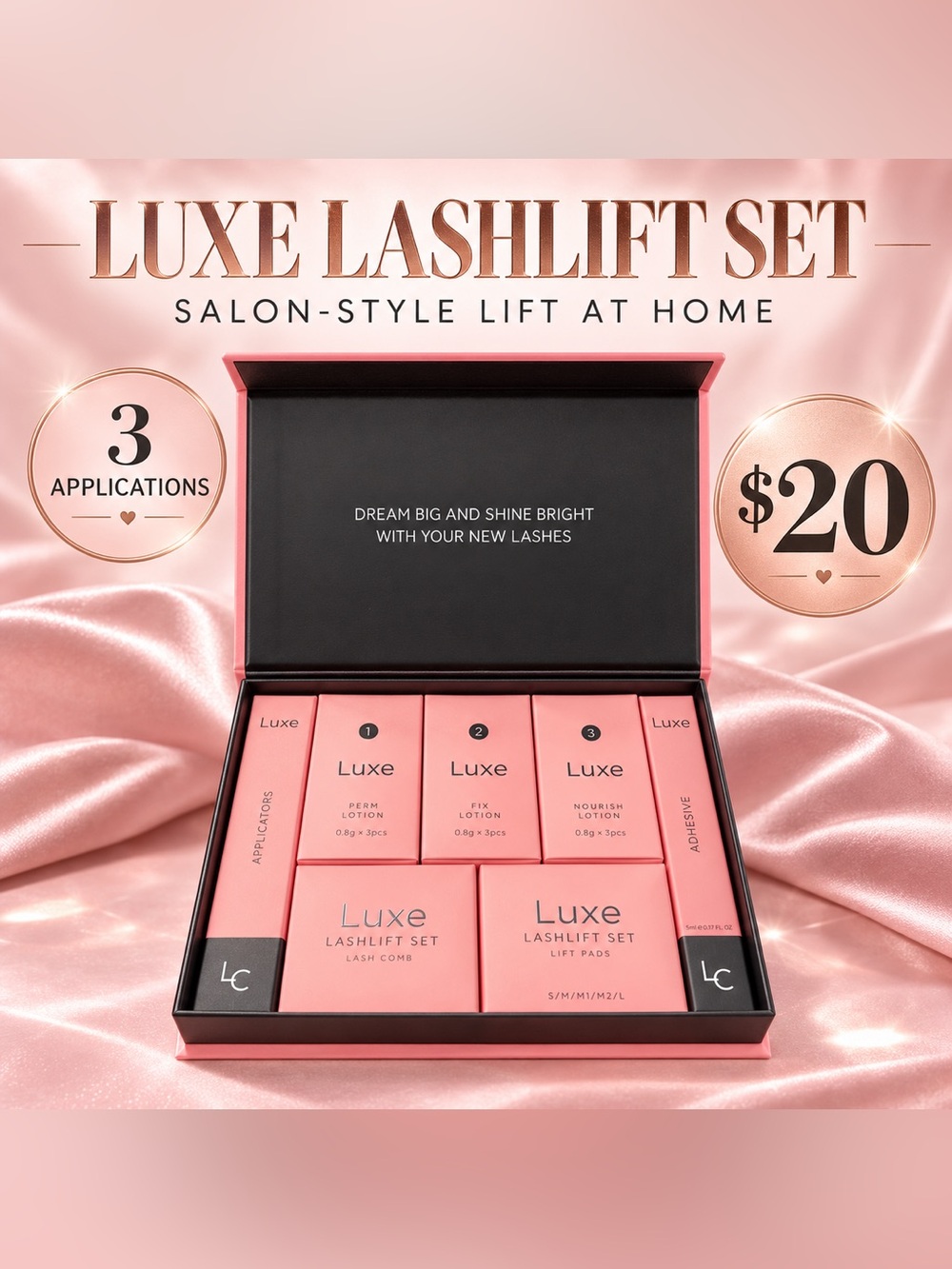 🩷. Luxe Pink Lashlift Kit — At-Home Lash Lift Set